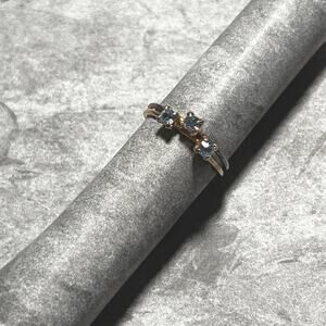 Vintage 1980s Pretty 2 PC Gold-Tone Ring Set w/ Faux Blue Topaz Stones SZ 7.25